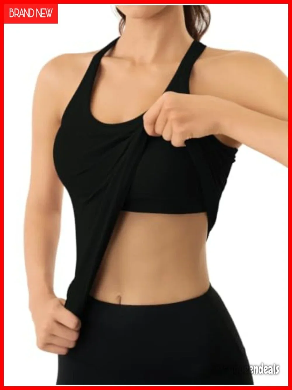 Ribbed Workout Tank Top with Built in Bra Racerback Gym Yoga